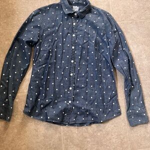 J. Crew Navy Polka Dot Casual Shirt